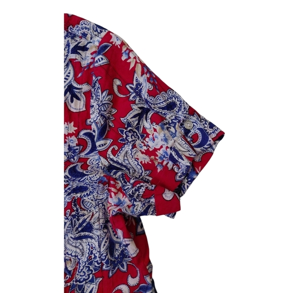 Alia Red and Blue Floral Women's Blouse - Picture 2 of 5